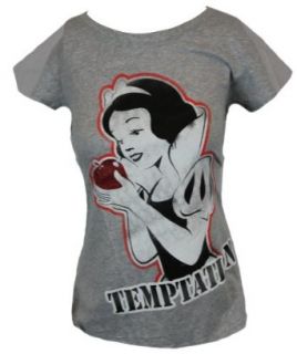 Snow White Girls T Shirt   "Temptation" with Glitter Red Apple (Large) Gray Clothing