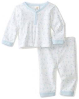 ABSORBA Baby Boys Newborn Layette Loungewear Two Piece Pant Set, Blue/White, 0/3 Clothing