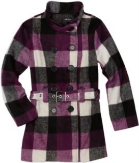 Amy Byer Girls 7 16 Plaid Funnel Neck Coat, Grey, Small Clothing