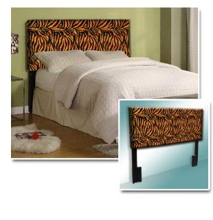 New Queen Size Headboard set with NEON Orange Zebra Animal Faux Fur Print & Mattress Frame   Orange Zebra Print Bedding