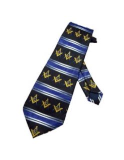 Steven Harris Mens Free Masons Necktie   Navy Blue   One Size Neck Tie Clothing