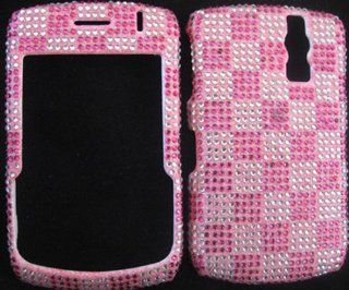 FULL DIAMOND CRYSTAL STONES COVER CASE FOR BLACKBERRY CURVE 8300 8320 8330 PINK CHECKERED Cell Phones & Accessories