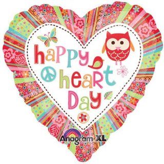 Happy Heart Day Valentines Owl 18" Mylar Balloon Health & Personal Care