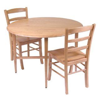 Hannah 3pc Dining Set, Drop Leaf Table with 2 Ladder Back Chairs   Home Office Furniture Sets