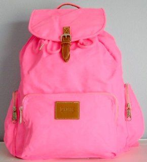 Victoria's Secret Neon PINK School Canvas Handbag Backpack Book Bag Tote Sports & Outdoors