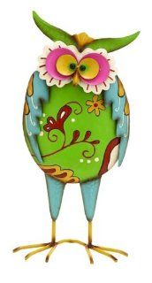 Standing Owl Colorful Yard Lawn Art Deco Metal with Multi Color  Outdoor Statues  Patio, Lawn & Garden