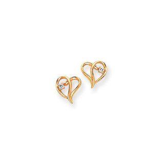 14k Yellow Gold Fancy Diamond Heart Earring Mountings Jewelry