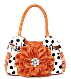 Polka Dot Orange Flower Rhinestone Fashion Handbag Shoes