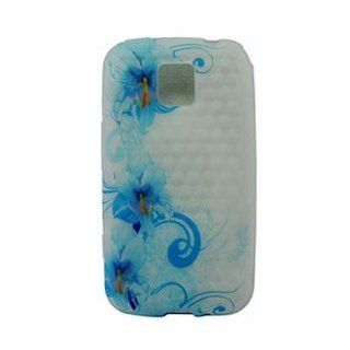 For LG Optimus M (Metro PCS) / Optimus C (Cricket) MS690 Accessory   Blue Flower Designer TPU Skin Soft Case Cover +Free Resistive Stylus Pen Cell Phones & Accessories