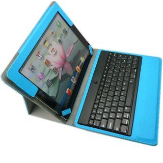XKTTSUEERCRR Premium New ABS Plastic Keys Wireless Bluetooth Keyboard Folio Case Cover with Magnetic Smart Stand For iPad 2 New Apple iPad 3 3rd Gen. iPad 4 Gen. (Blue)  Computer Monitor Stands 