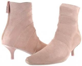 DIVERSE Arlene Womens Suede Ankle Boots Zipper Heel Ruched Dress Casual Shoes Light Pink Shoes