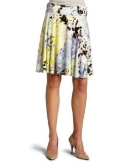 Three Dots Women's Shirred Waist A Line Skirt,Spotlight Multi,X Large Clothing