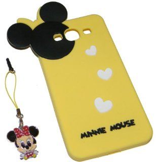 SAMSUNG GALAXY S3 DISNEY'S MINNIE MOUSE YELLOW W/ HEARTS SILICONE CASE + MINNIE MOUSE DUST PROTECTOR PHONE CHARM Cell Phones & Accessories