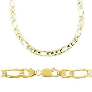 14k New Solid Yellow Gold Figaro Chain Necklace 7mm 20" Jewelry