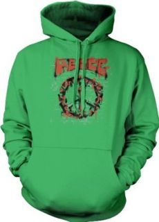 Peace Sign Made Of Guns Mens Graffiti Style Sweatshirt, Funky Trendy Fresh Peace Sign Brick Wall Design Pullover Hoodie Clothing