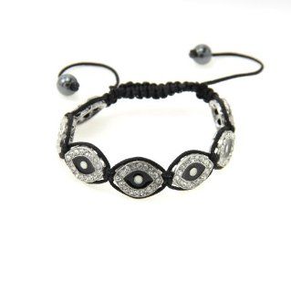 Soyagift fashion clear crystal rhinestone black handmade braid evil eye good luck protection bracelets(IMG1453) Jewelry