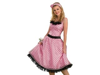 Retro 50s Pink Polka Dot Prom Dress Halloween Costume