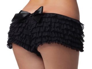 Sexy Black Ruffle Spankies Panties Boy Shorts Panty