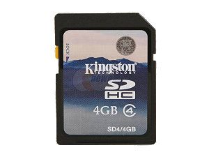 Kingston 4GB Secure Digital High Capacity (SDHC) Flash Card W/ E Tail clamshell Model SD4/4GBET