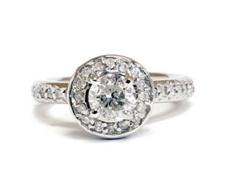 1.70CT Pave Halo Genuine Vintage Diamond Engagement Ring 14K White Gold Womens