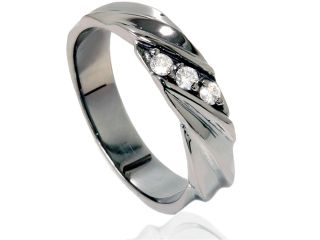 Mens Diamond Ring 14K Black Gold Gunmetal Color High Polised Wedding Band 7 12