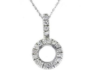 SI 1/2CT Pave Halo Womens Diamond Solitaire Pendant 14K White Gold Mount Setting