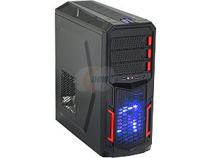 Rosewill Galaxy 02 Black Gaming ATX Mid Tower Computer Case, comes with Three Fans 1x Front Blue LED 120mm Fan, 1x Rear 120mm Fan, 1x Top 120mm Fan, Top mounted USB 3.0 Port