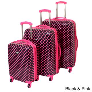 American Travel 3 piece Polka Dot Expandable Lightweight Hardside Spinner Luggage Set