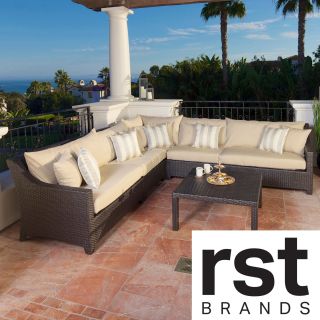 Rst Slate 6 piece Corner Sectional Sofa And Coffee Table Set Patio Furniture Outdoor Model Op pess6 slt k