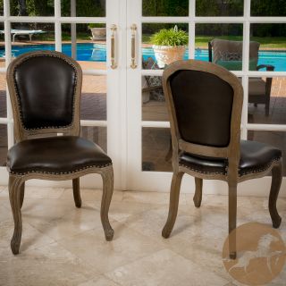 Christopher Knight Home Maryland Leather Weathered Wood Dining Chairs (set Of 2) (Marbled brownNo assembly requiredSturdy constructionNeutral colors to match any decorAllows you to add stylish modern design to your kitchenDimensions 38.2 inches high x 23