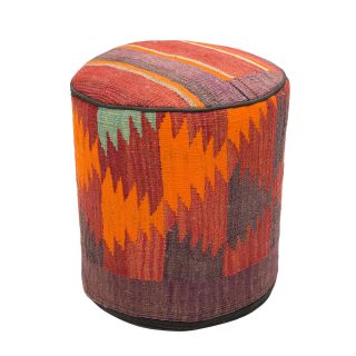 Decorative Wool Abstract Kilim Ottoman