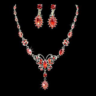 Fantastic Alloy With Red ZirconRhinestone Jewelry Set(Including Necklace,Earrings)
