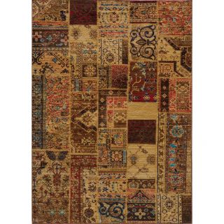 Hand sheared Patchwork Gold Wool Rug (27 X 47)