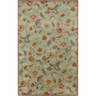 Hand tufted Owen Floral Light Jade Semi worsted New Zealand Wool Rug (8 X 11)