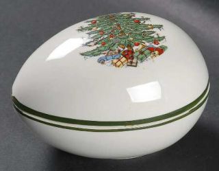 Cuthbertson Christmas Tree (Narrow Green Band,Cream) Small Egg Box with Lid, Fin