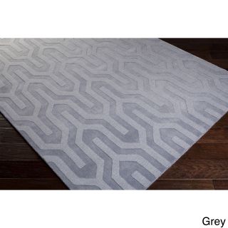 Hand Loomed Drome Solid Tone on tone Geometric Wool Area Rug (8 X 11)