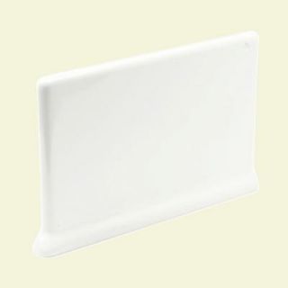 U.S. Ceramic Tile Bright White Ice 4 in. x 6 in. Ceramic Right Cove Base Corner Wall Tile DISCONTINUED 081 ATCR3410