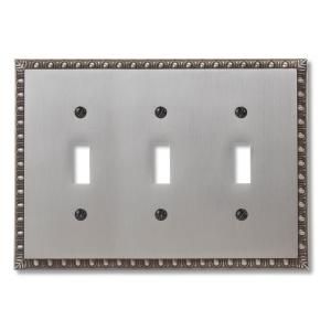 Amerelle Reaissance 3 Toggle Wall Plate   Antique Nickel 90TTTAN