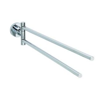 No Drilling Required Loxx 18 in. Two Arm Hand Towel Holder for Kitchen & Bath in Chrome LO203 CHR