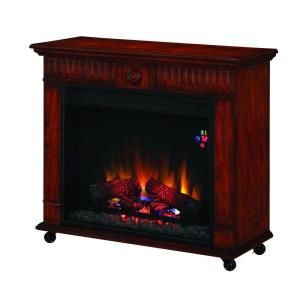 Chimney Free 31 in. Compact Rolling Electric Fireplace in Rose Cherry DISCONTINUED 23RM906 C233