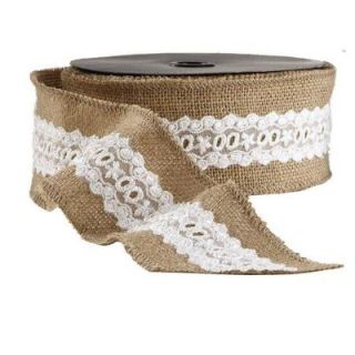 Home Decorators Collection 360 in. Natural Burlap Ribbon with Lace DISCONTINUED 1836610910