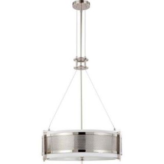 Glomar 4 Light Round Pendant with Slate Gray Fabric Shade Finished in Polished Nickel HD 4443
