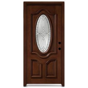 Steves & Sons Annapolis 3/4 Oval Stained Mahogany Wood Entry Door DISCONTINUED AP6151MMJLI