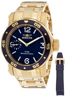 Invicta 10368  Watches,Mens Pro Diver/Scuba Mechanical Navy Blue Dial 18k Gold Plated Stainless Steel, Casual Invicta Mechanical Watches