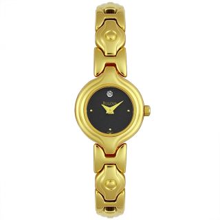 Bulova 97S51  Watches,Womens Goldtone Black Dial, Casual Bulova Quartz Watches