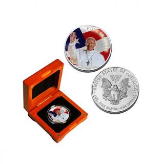 Pope Francis Colorized 2015 Silver Eagle Dollar Coin   7895211