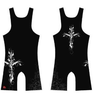 Time Black Cross Sublimated Wrestling Singlet Youths and Mens sizes