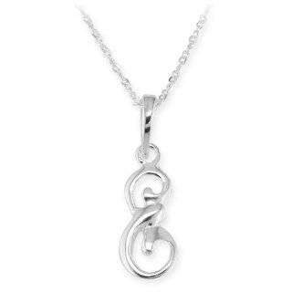   CZ Cursive Initials Letter E Alphabet Pendant with 18 Chain Jewelry