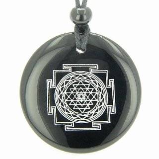   Black Onyx Magic Gemstone Circle Spiritual Powers Pendant Necklace