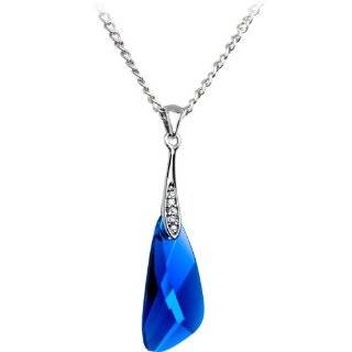Handcrafted Sapphire Blue Austrian Crystal Inspire Necklace MADE WITH 